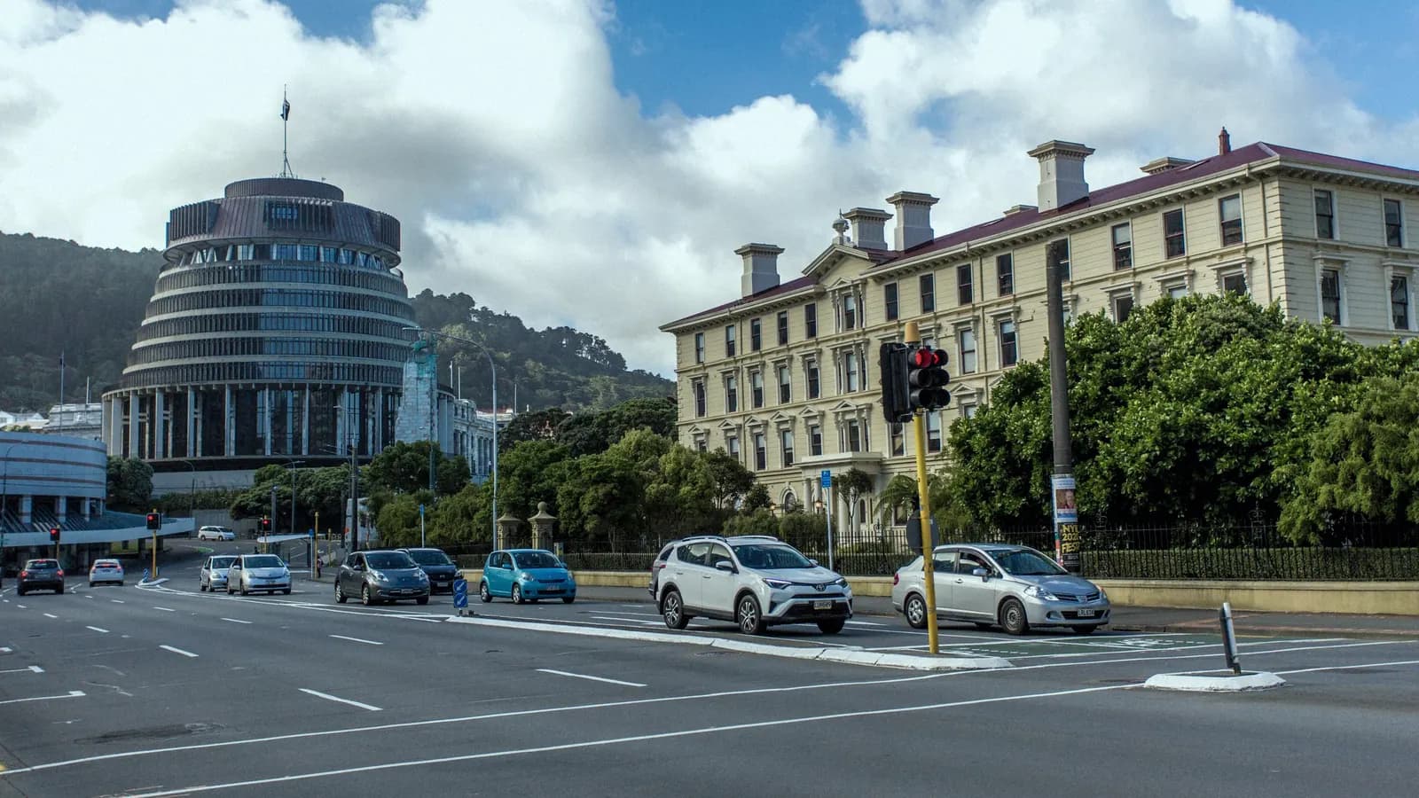 The Beehive and Parliament Buildings in Wellington.