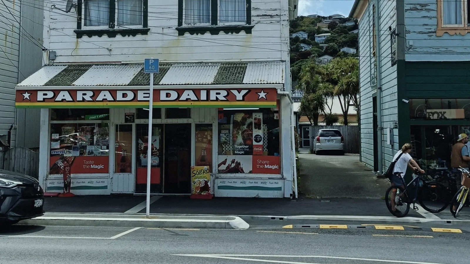 The front of a corner dairy on a Wellington street.