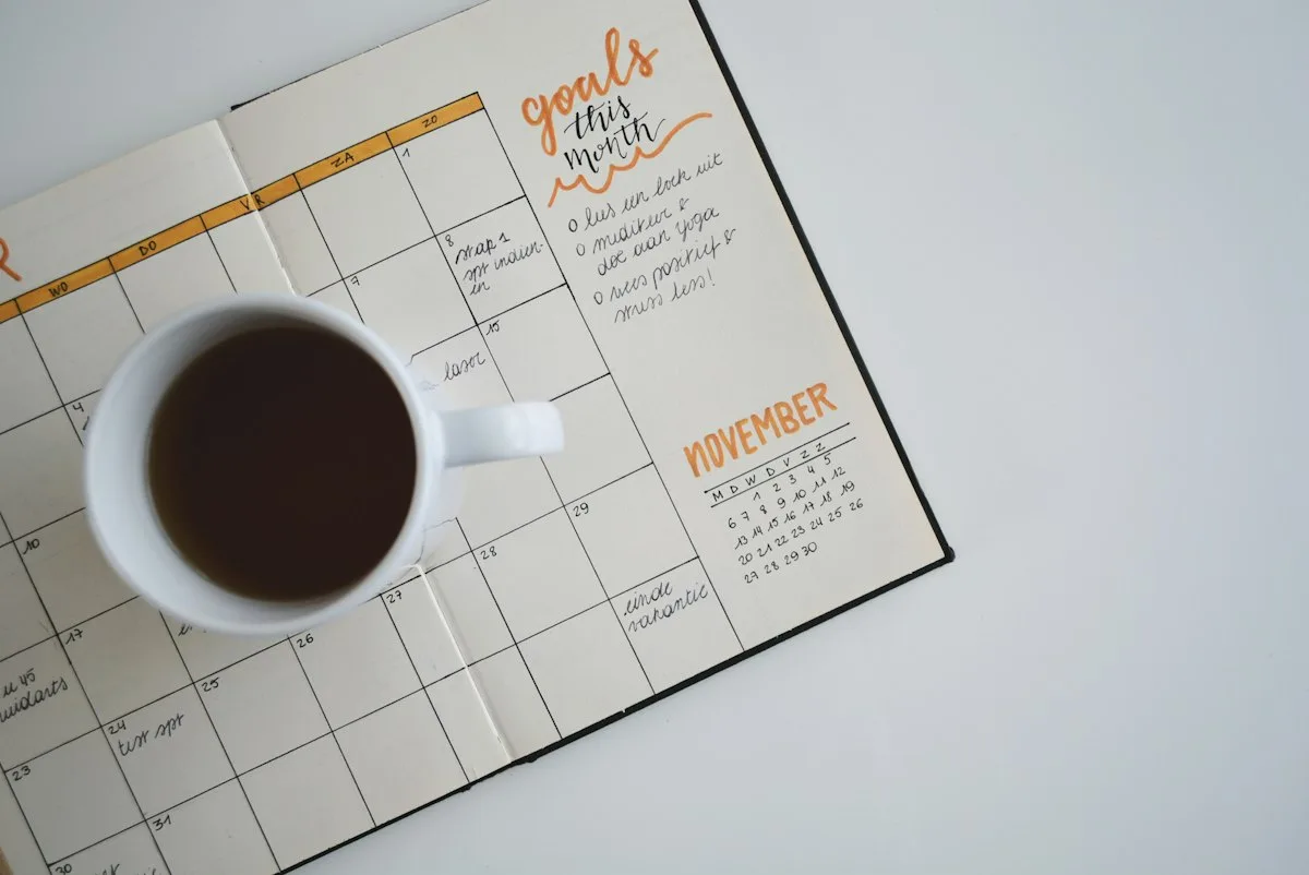 Monthly planner and retail transaction tracking schedule.
